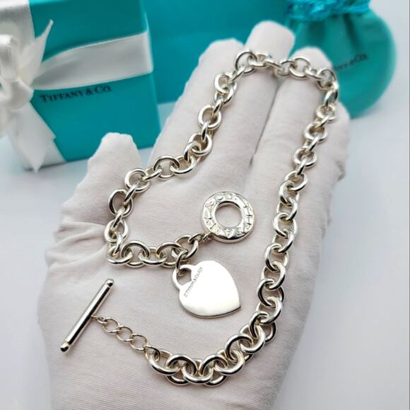 Tiffany & Co. Heart Tag Toggle Necklace Sterling Silver 925 Authentic 73grams - Picture 7 of 9